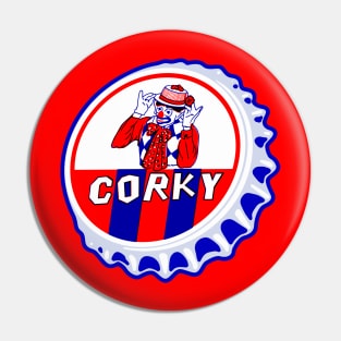 Vintage Corky the Clown Soda Bottlecap Pin