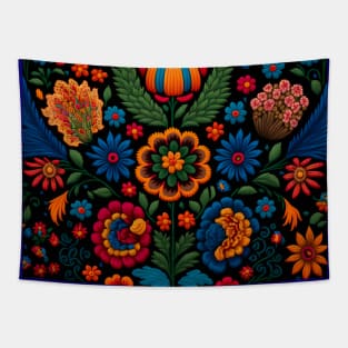 Botanical vintage Ethnic embroidery Floral design 0 Tapestry