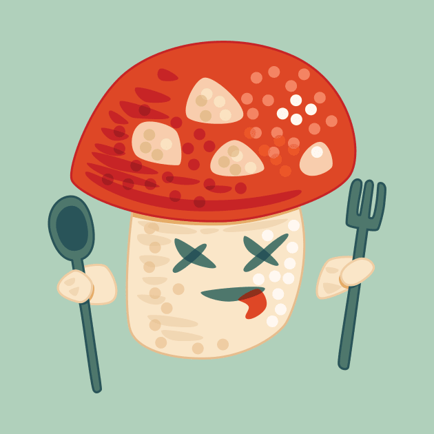 Funny Poisoned Cartoon Mushroom Character by Boriana Giormova