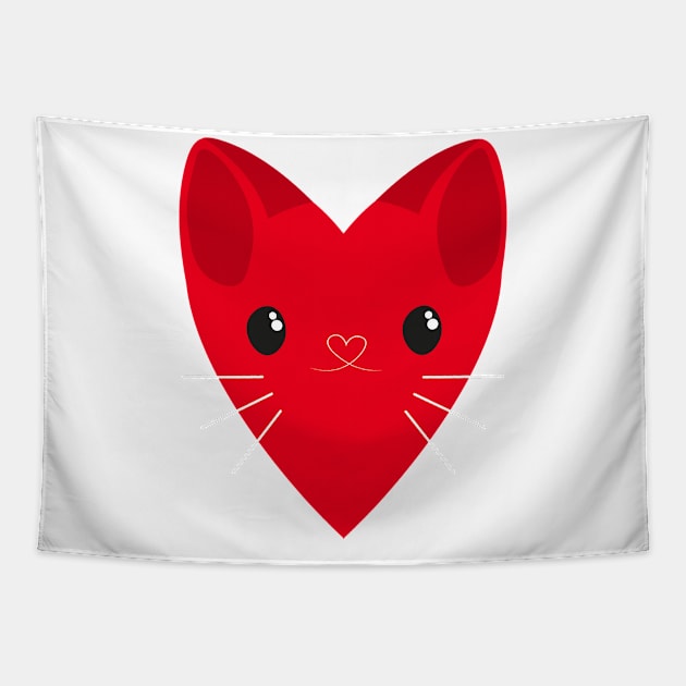Valentine Cat Tapestry by iconking