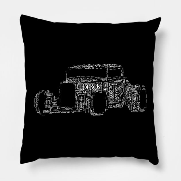 Hot Rod Car Automotive Typography Art Pillow by hobrath