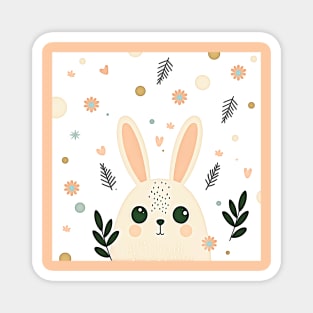 cute easter bunny, Scandinavian graphic style, pastel colors, vintage Magnet