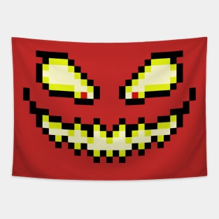 Pixel Pumpkin Face Tapestry