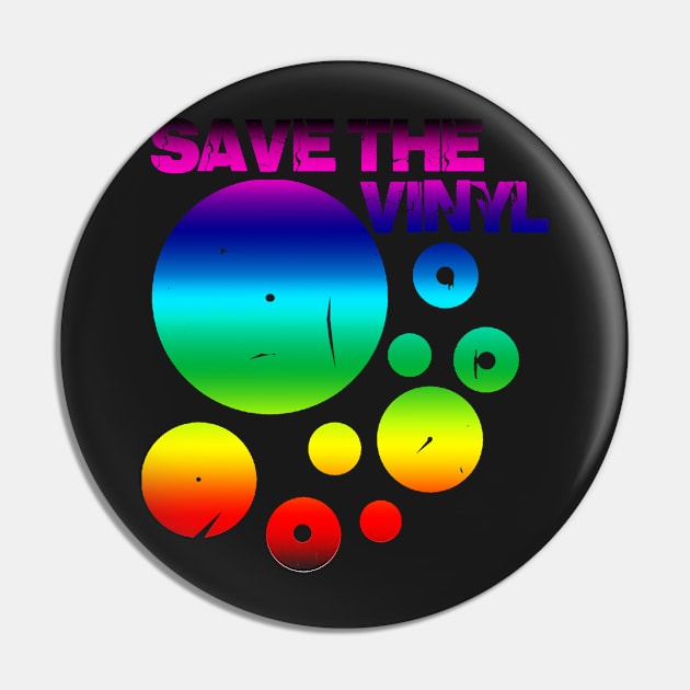 Save The Vinyl, colored Pin by hottehue