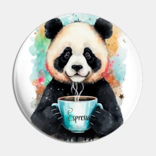 Watercolor Serenity: Panda Coffee Delight Pin