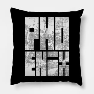 Phoenix, Arizona, USA City Map Typography - Light Pillow