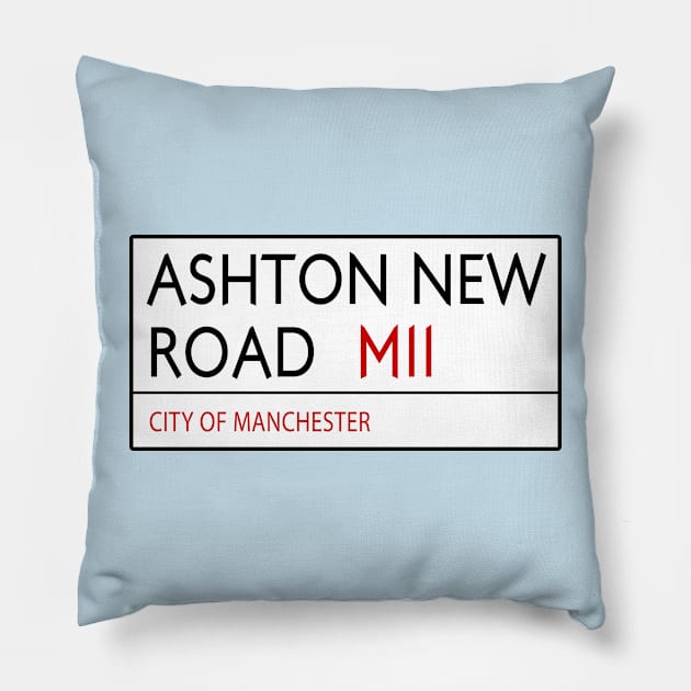 Ashton New Road Street Sign Manchester Pillow by Confusion101