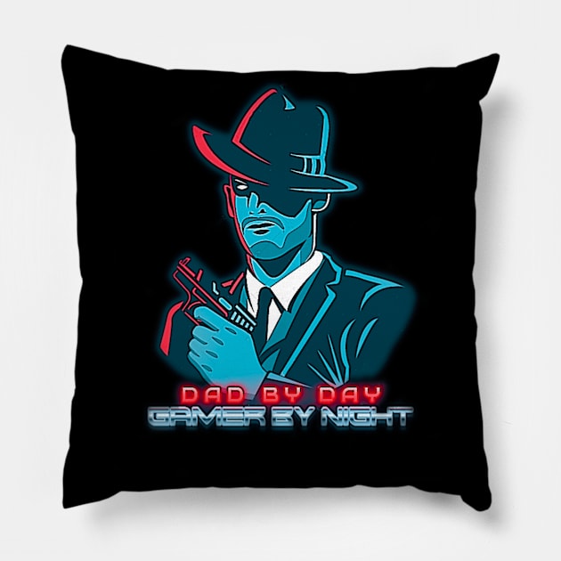 Fathers Day Gamer Dad Design Pillow by Boztik-Designs