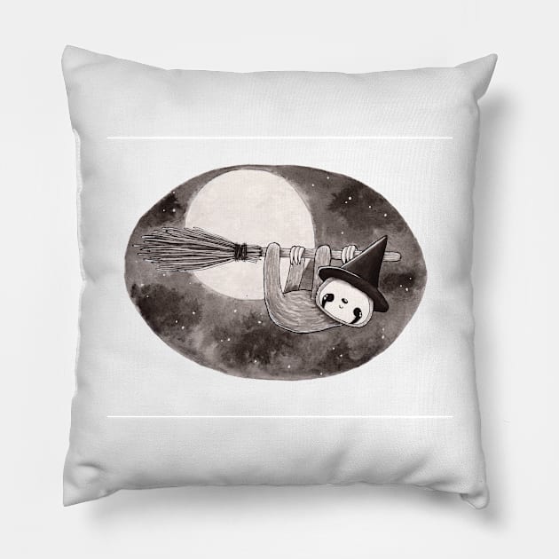 Witchy Sloth Pillow by Marcies Art Place