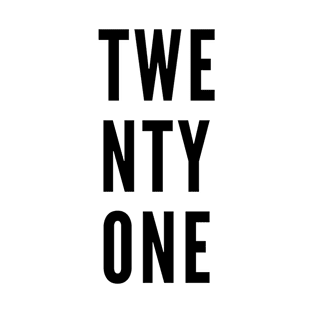 TWENTYONE Minimalist Black Typography T-Shirt