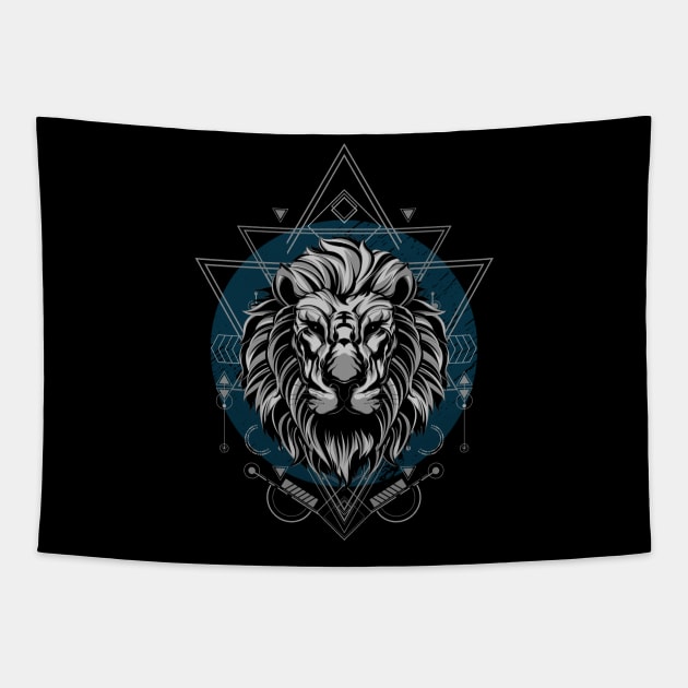 Lion / Urban Streetwear / White Lion and Ornaments Tapestry by Redboy