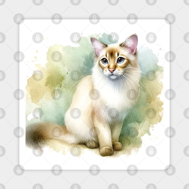 Javanese Cat - Watercolor Cat Magnet by Edd Paint Something