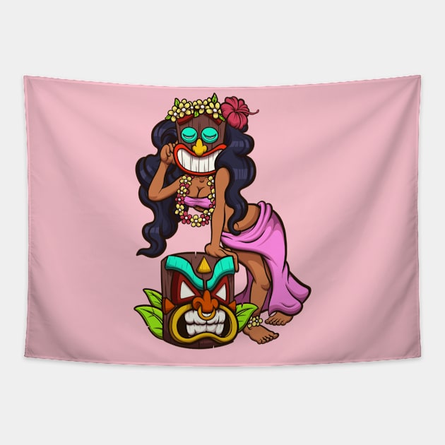 Tiki Woman Tapestry by TheMaskedTooner