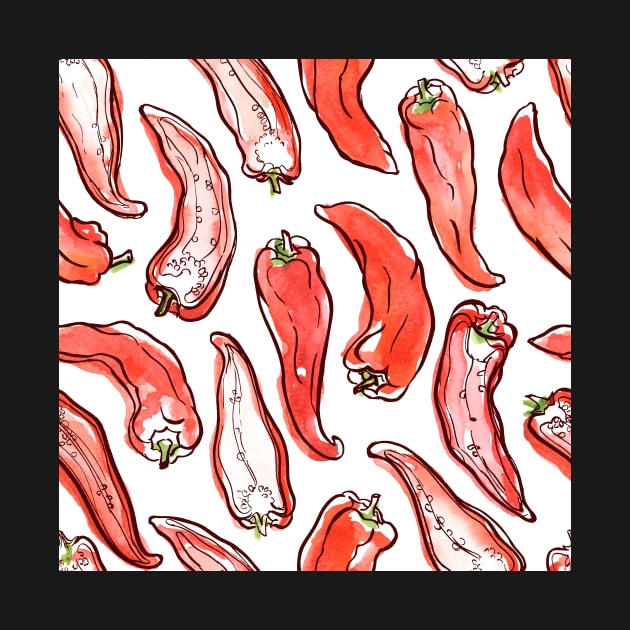 Hand drawn pattern with paprika by le2chis