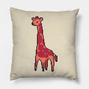 Pixel Wildlife: Vibrant Giraffe in Natural Habitat Pillow