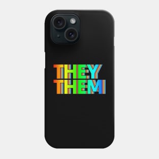 They/Them Pronouns - Retro Style Rainbow Design Phone Case