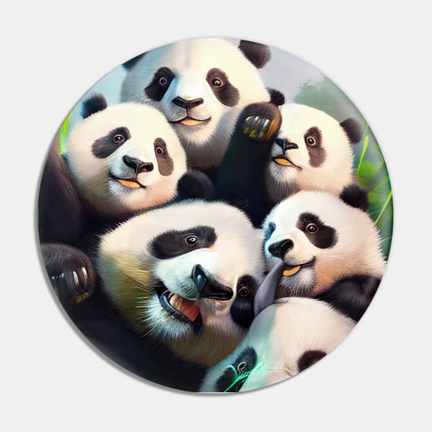 Panda Giant Bear Wild Nature Funny Happy Humor Photo Selfie Pin by Cubebox