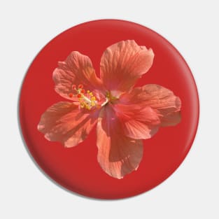 Peach Pink Hibiscus Pin