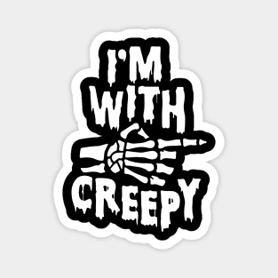 I'm With Creepy Skeleton Finger Black Goth Punk Halloween Magnet