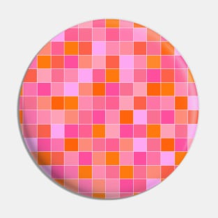 Pink and Orange, Grid, Mosaic Pattern Pin