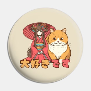 Japanese cat Retro anime Neko Pin