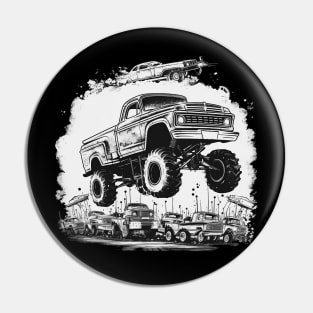 Monster Jump: High-Flying Thrills Line Art Monster Truck Pin