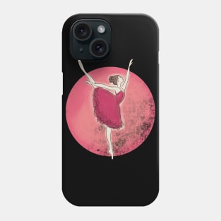 Ballet Dancer under the red moon, Water Color design Phone Case