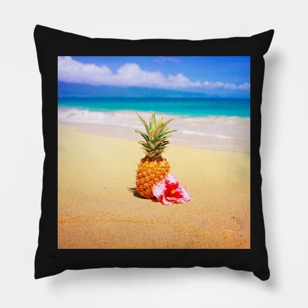 Pineapple Beach Days Pillow by alohaportraits