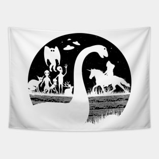 Bigfoot Riding Unicorn! Cryptids Tapestry