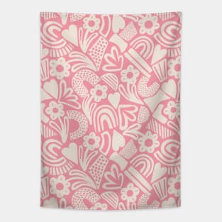 Tween spirit abstract flowers and rainbows in pink Tapestry