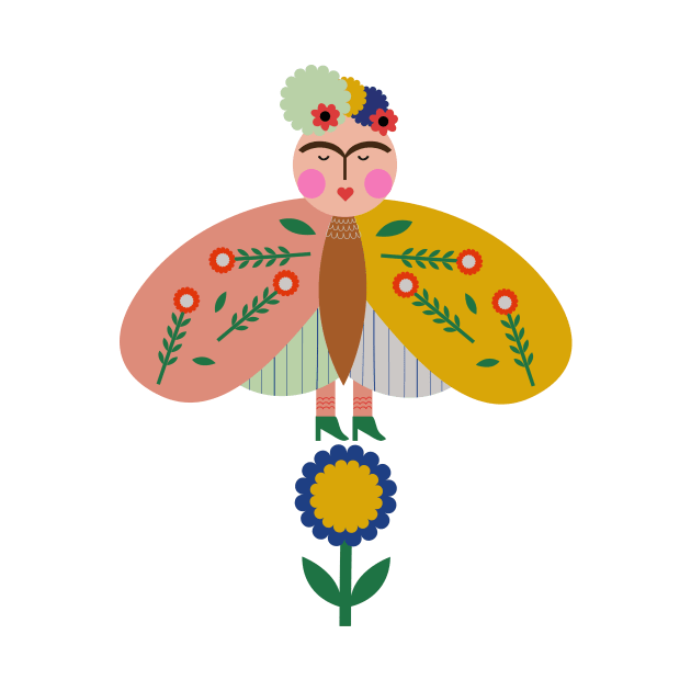 Cute Frida kahlo butterfly colorful summer flowers viva la vida by sugarcloudlb-studio