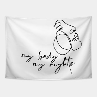Line Art My Body My Rights Pro Choice Female Power Tapestry