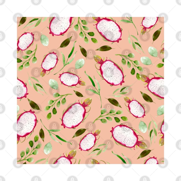 Dragonfruit on Coral  | Watercolor | Pattern by Harpleydesign