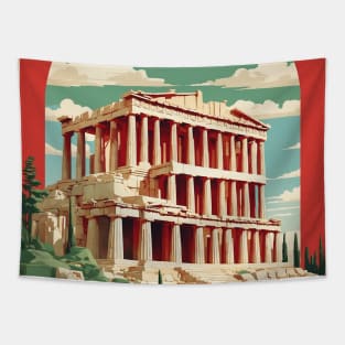 The Parthenon Greece Tourism Vintage Travel Poster Tapestry