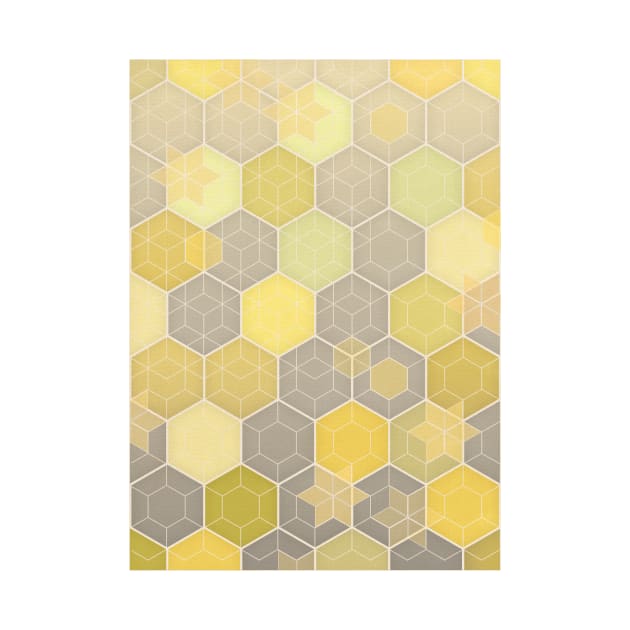 Lemon & Grey Honeycomb by micklyn