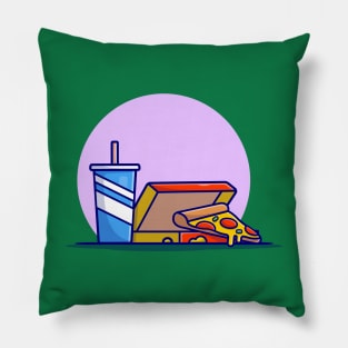 Pizza And Soda Cartoon Vector Icon Illustration Pillow