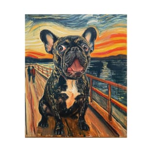 Brindle French Bulldog The Scream Painting T-Shirt