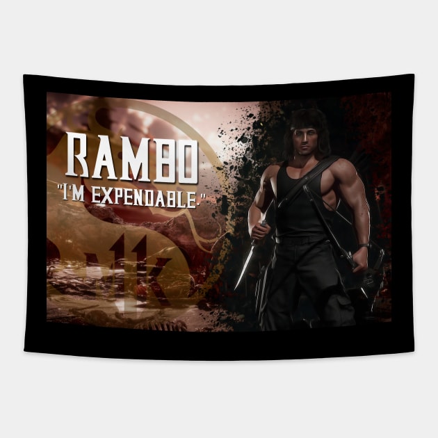 Rambo from Mortal Kombat 11 Art Print - 77211401 Tapestry by Semenov