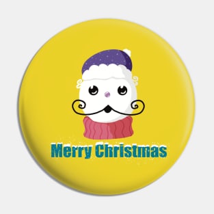 Funny snowman with mustache and carrot Pin