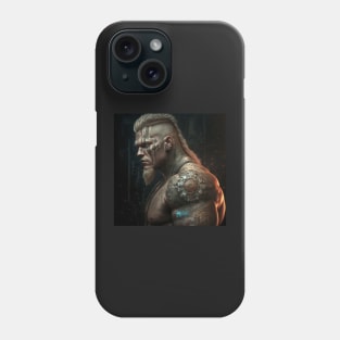 Cyberpunk Viking: A Fusion of Muscle and Machine Phone Case
