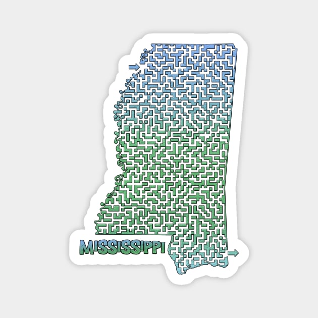 Mississippi State Outline Maze & Labyrinth Magnet by gorff