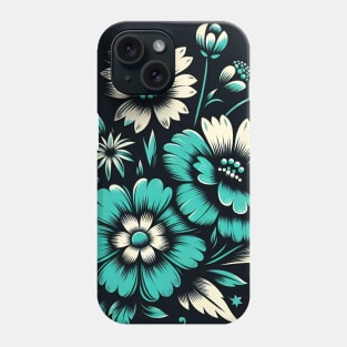 Turquoise Floral Illustration Phone Case