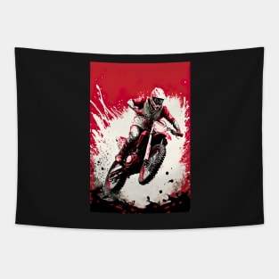 Dirt Bike With Red and Black Paint Splash Design Tapestry