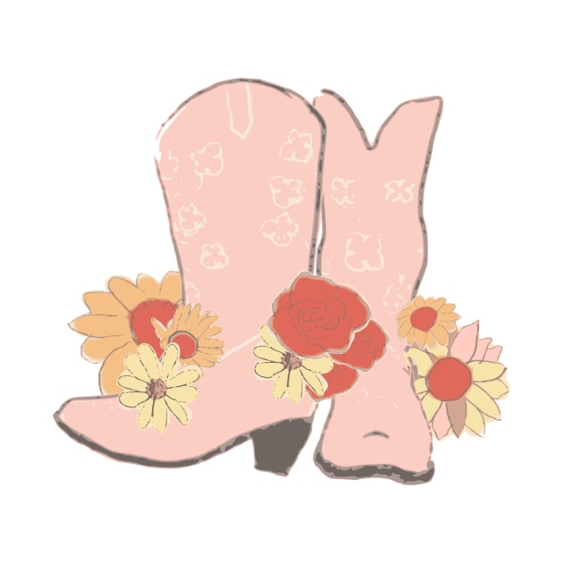 Pink Boots and Flowers by A2Gretchen