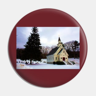 Country Church at Christmas Pin