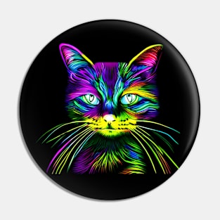 Cat Eyes Are Always Watching - Playful Colorful Cat Pin