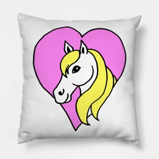 Cartoon Pony in Pink Heart Pillow