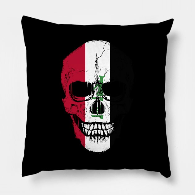 Iraq Flag Skull Iraqi Flag Human Skull Pillow by BramCrye