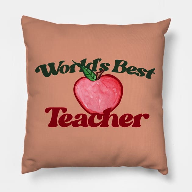 World's Best Teacher Red Delicious Apple Pillow by bubbsnugg