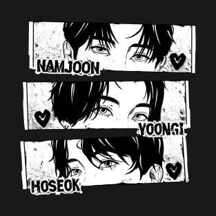 Namjoon, Yoongi, and Hoseok Rap Line Grunge Style T-Shirt